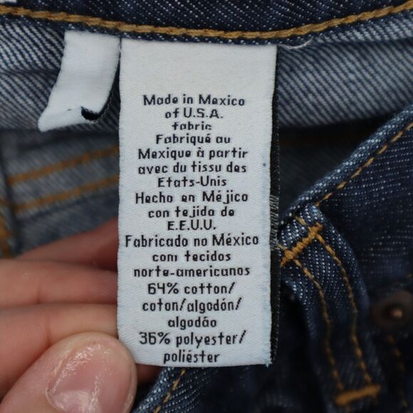 Calvin Klein Pants Womens 11 Blue Flare Low Rise Button Dark Wash Denim Jeans - Picture 6 of 16